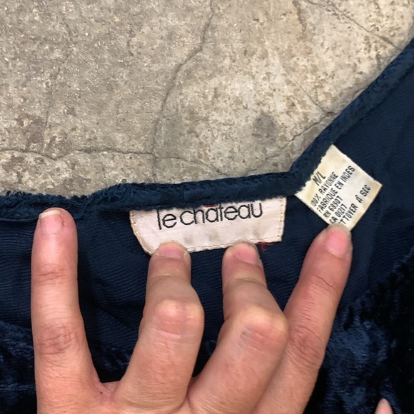 Vintage Le Chateau maxi Midnight Blue velvet Casual Dress - Picture 3 of 5